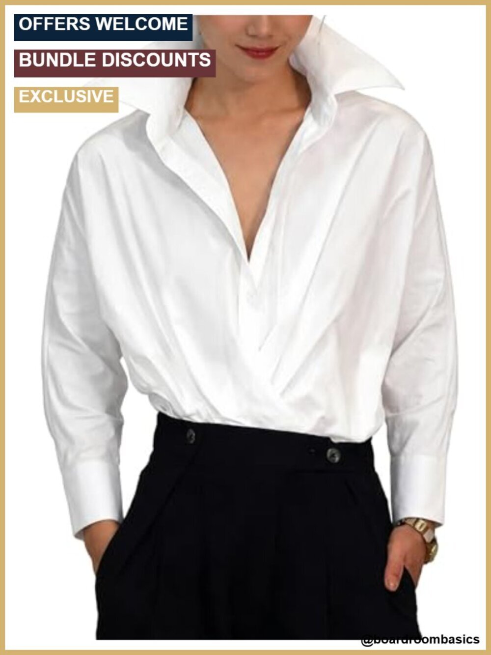 100% Cotton Oversized Batwing Long Sleeve Button Down Shirt - Casual Blouse